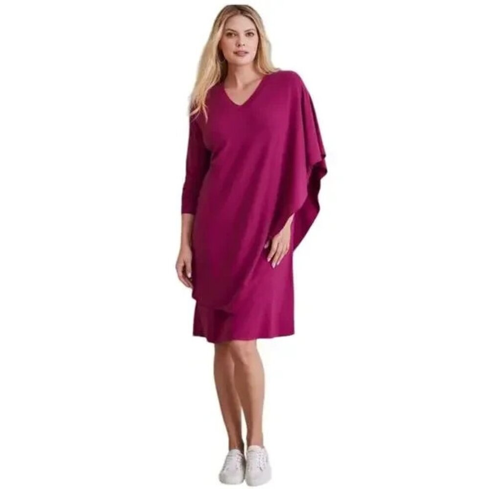 NWT Soft Surroundings Marla Layered Dress in Dark Fuchsia Sz MED $110 Lagenlook